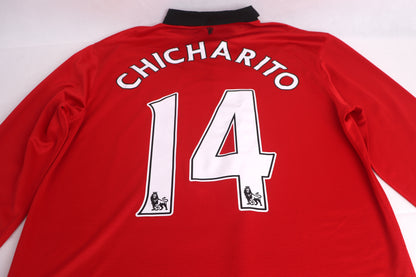 Manchester United 2013 Home Long Sleeve Chicharito [L] Apparel Original Authentic Football Soccer Jersey Kit Shirt Nameset
