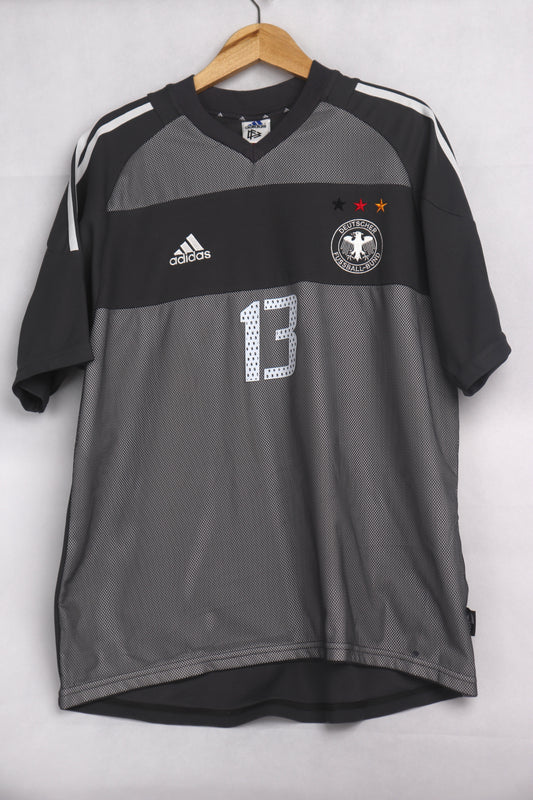 Germany 2002 Away Ballack [L] Apparel Original Authentic Football Soccer Jersey Kit Shirt Nameset