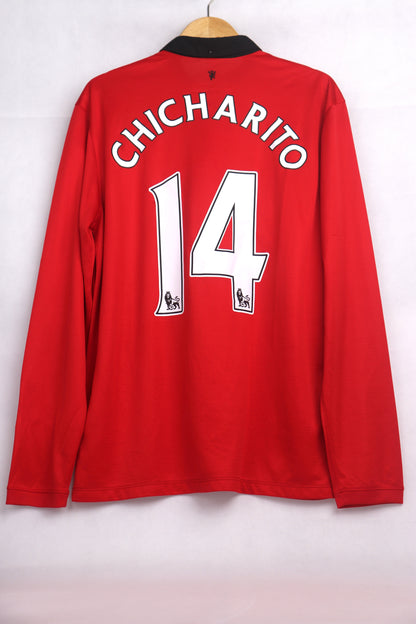 Manchester United 2013 Home Long Sleeve Chicharito [L] Apparel Original Authentic Football Soccer Jersey Kit Shirt Nameset