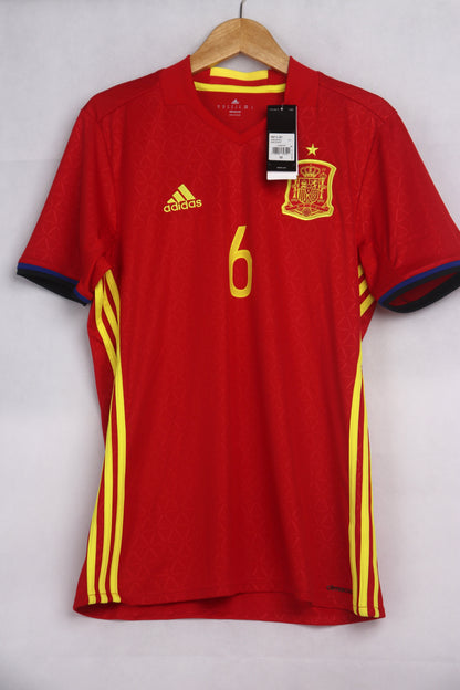Spain 2016 Home BNWT Iniesta [M] Apparel Original Authentic Football Soccer Jersey Kit Shirt Nameset