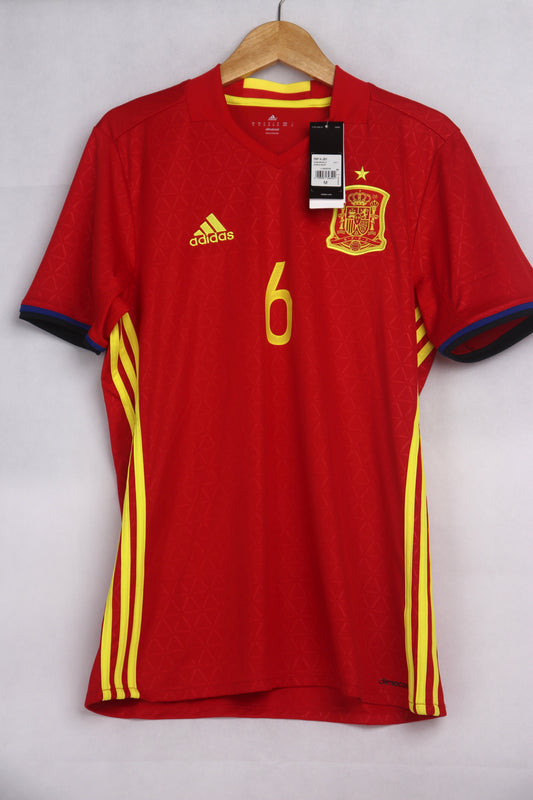 Spain 2016 Home BNWT Iniesta [M] Apparel Original Authentic Football Soccer Jersey Kit Shirt Nameset