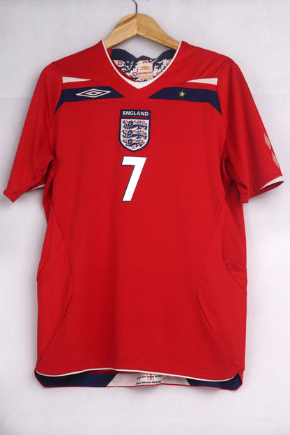 England 2008 Away Beckham [M] Apparel Original Authentic Football Soccer Jersey Kit Shirt Nameset