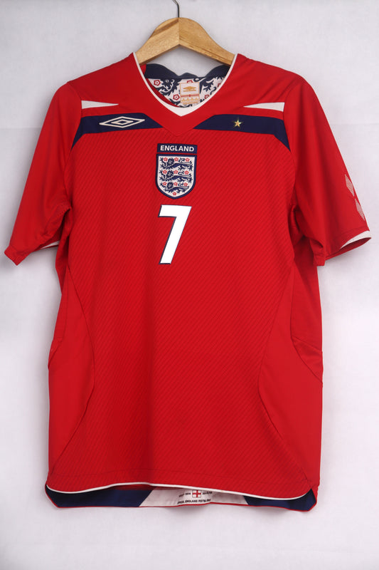 England 2008 Away Beckham [M] Apparel Original Authentic Football Soccer Jersey Kit Shirt Nameset