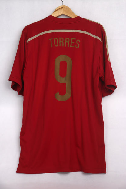 Spain 2014 Home Torres [XL] Apparel Original Authentic Football Soccer Jersey Kit Shirt Nameset
