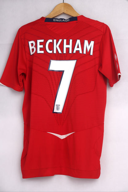 England 2008 Away Beckham [S] Apparel Original Authentic Football Soccer Jersey Kit Shirt Nameset