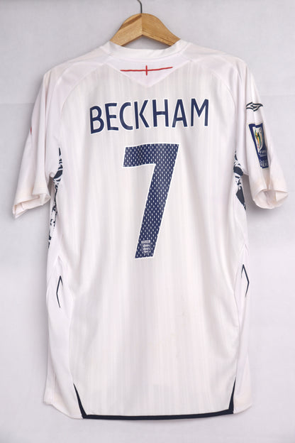England 2008 Home Beckham [M] Apparel Original Authentic Football Soccer Jersey Kit Shirt Nameset