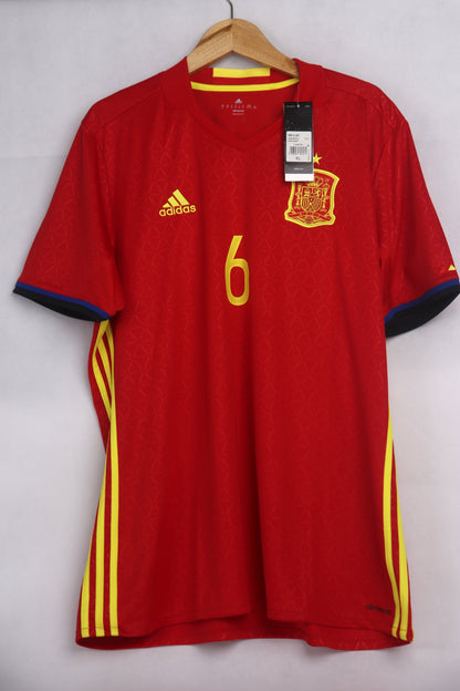 Spain 2016 Home BNWT Iniesta [XL] Apparel Original Authentic Football Soccer Jersey Kit Shirt Nameset