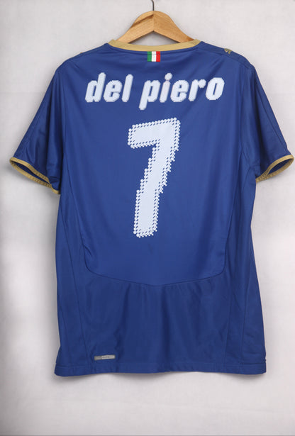 Italy 2008 Home Del Piero [M] Apparel Original Authentic Football Soccer Jersey Kit Shirt Nameset