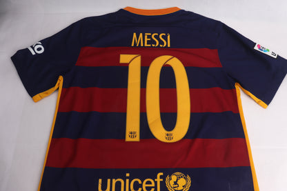 Barcelona 2015 Home Messi [S] Apparel Original Authentic Football Soccer Jersey Kit Shirt Nameset