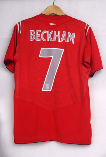 England 2004 Away Beckham [M] Apparel Original Authentic Football Soccer Jersey Kit Shirt Nameset
