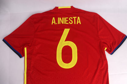Spain 2016 Home BNWT Iniesta [M] Apparel Original Authentic Football Soccer Jersey Kit Shirt Nameset