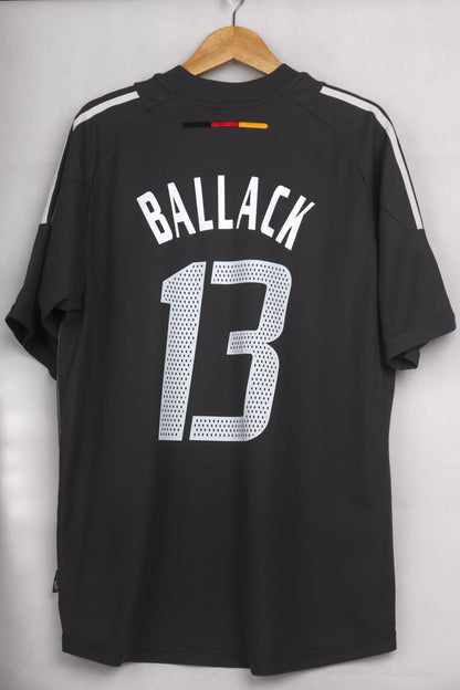 Germany 2002 Away Ballack [L] Apparel Original Authentic Football Soccer Jersey Kit Shirt Nameset
