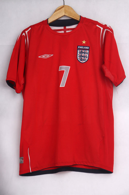 England 2004 Away Beckham [M] Apparel Original Authentic Football Soccer Jersey Kit Shirt Nameset