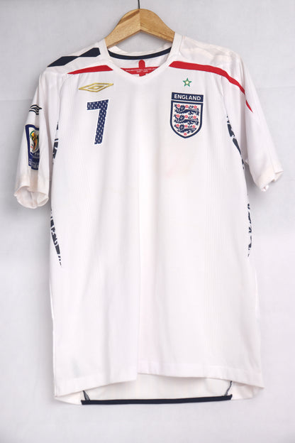 England 2008 Home Beckham [M] Apparel Original Authentic Football Soccer Jersey Kit Shirt Nameset