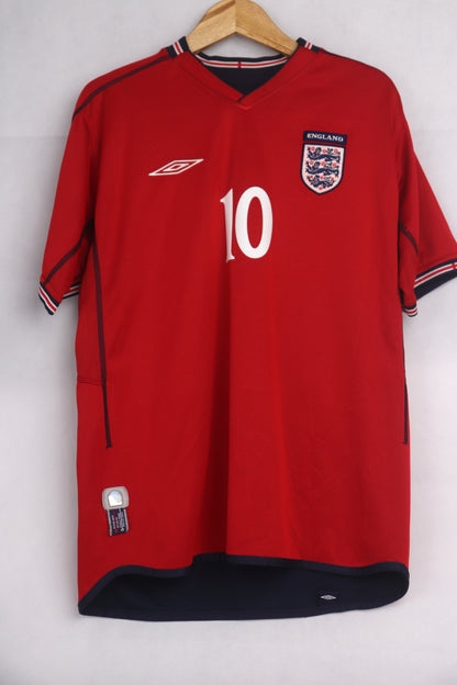 England 2002 Away Reversible Owen [L] Apparel Original Authentic Football Soccer Jersey Kit Shirt Nameset