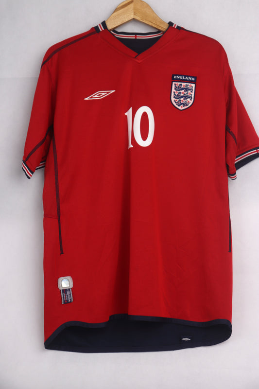 England 2002 Away Reversible Owen [L] Apparel Original Authentic Football Soccer Jersey Kit Shirt Nameset