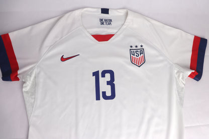 USA 2019 Home Women Alex Morgan [XL] Apparel Original Authentic Football Soccer Jersey Kit Shirt Nameset