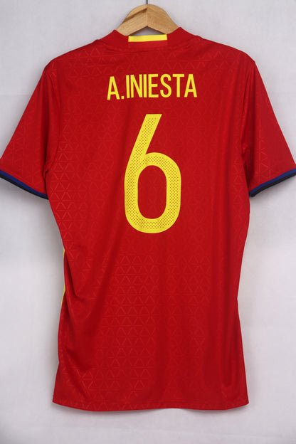 Spain 2016 Home BNWT Iniesta [M] Apparel Original Authentic Football Soccer Jersey Kit Shirt Nameset