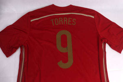 Spain 2014 Home Torres [XL] Apparel Original Authentic Football Soccer Jersey Kit Shirt Nameset