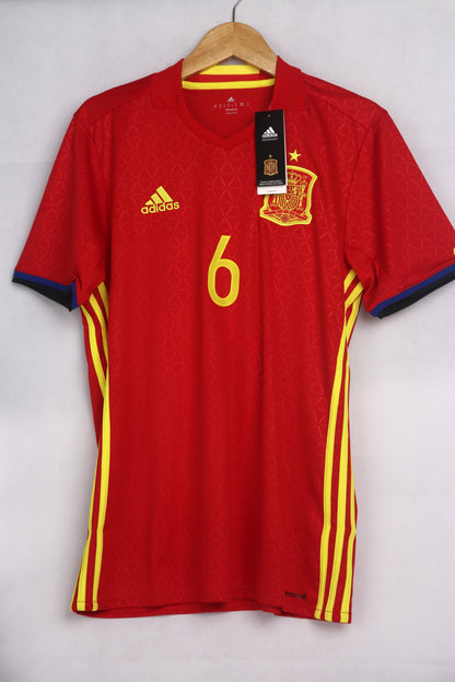 Spain 2016 Home BNWT Iniesta [L] Apparel Original Authentic Football Soccer Jersey Kit Shirt Nameset
