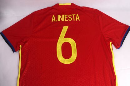 Spain 2016 Home BNWT Iniesta [XL] Apparel Original Authentic Football Soccer Jersey Kit Shirt Nameset