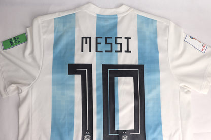 Argentina 2018 Home Messi [L] Apparel Original Authentic Football Soccer Jersey Kit Shirt Nameset