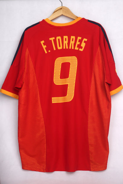 Spain 2002 Home Torres [XL] Apparel Original Authentic Football Soccer Jersey Kit Shirt Nameset