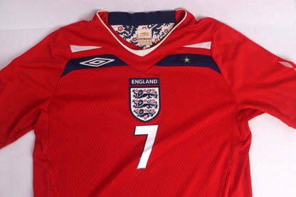 England 2008 Away Beckham [S] Apparel Original Authentic Football Soccer Jersey Kit Shirt Nameset