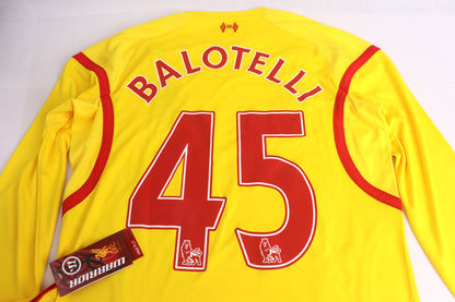Liverpool 2014 Away Long Sleeve BNWT Balotelli [S] Apparel Original Authentic Football Soccer Jersey Kit Shirt Nameset