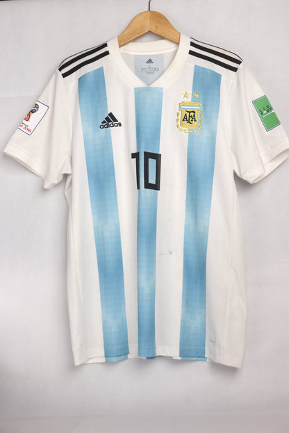Argentina 2018 Home Messi [L] Apparel Original Authentic Football Soccer Jersey Kit Shirt Nameset