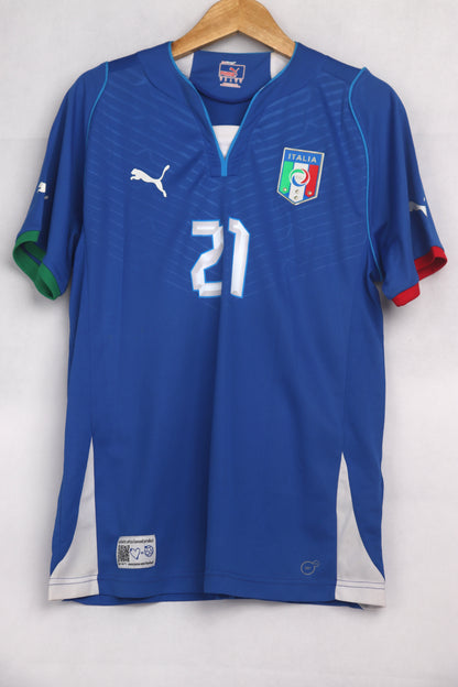 Italy 2013 Home Pirlo [M] Apparel Original Authentic Football Soccer Jersey Kit Shirt Nameset