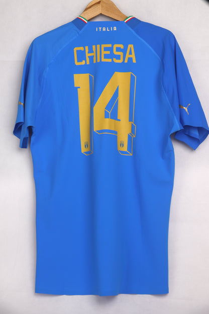 Italy 2022 Home Player Issue BNWT Chiesa [XL] Apparel Original Authentic Football Soccer Jersey Kit Shirt Nameset
