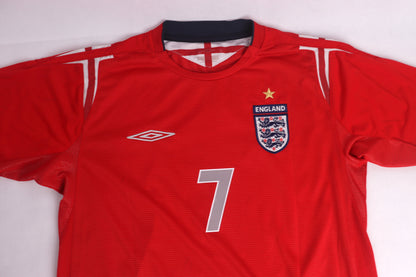 England 2004 Away Beckham [M] Apparel Original Authentic Football Soccer Jersey Kit Shirt Nameset