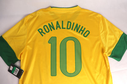 Brazil 2012 Home BNWT Ronaldinho [XL] Apparel Original Authentic Football Soccer Jersey Kit Shirt Nameset