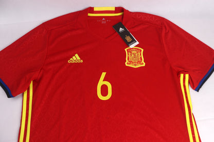 Spain 2016 Home BNWT Iniesta [XL] Apparel Original Authentic Football Soccer Jersey Kit Shirt Nameset