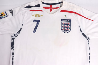 England 2008 Home Beckham [M] Apparel Original Authentic Football Soccer Jersey Kit Shirt Nameset