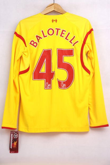 Liverpool 2014 Away Long Sleeve BNWT Balotelli [S] Apparel Original Authentic Football Soccer Jersey Kit Shirt Nameset