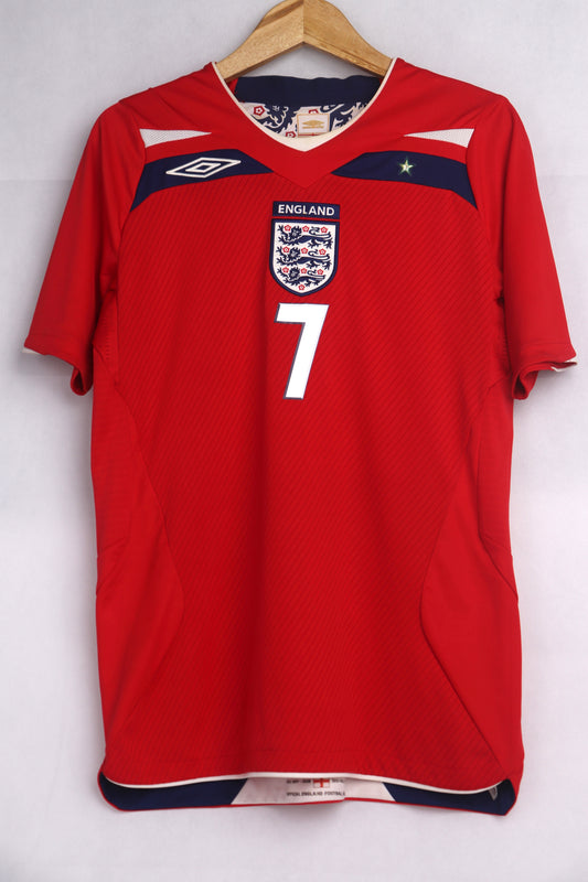 England 2008 Away Beckham [S] Apparel Original Authentic Football Soccer Jersey Kit Shirt Nameset